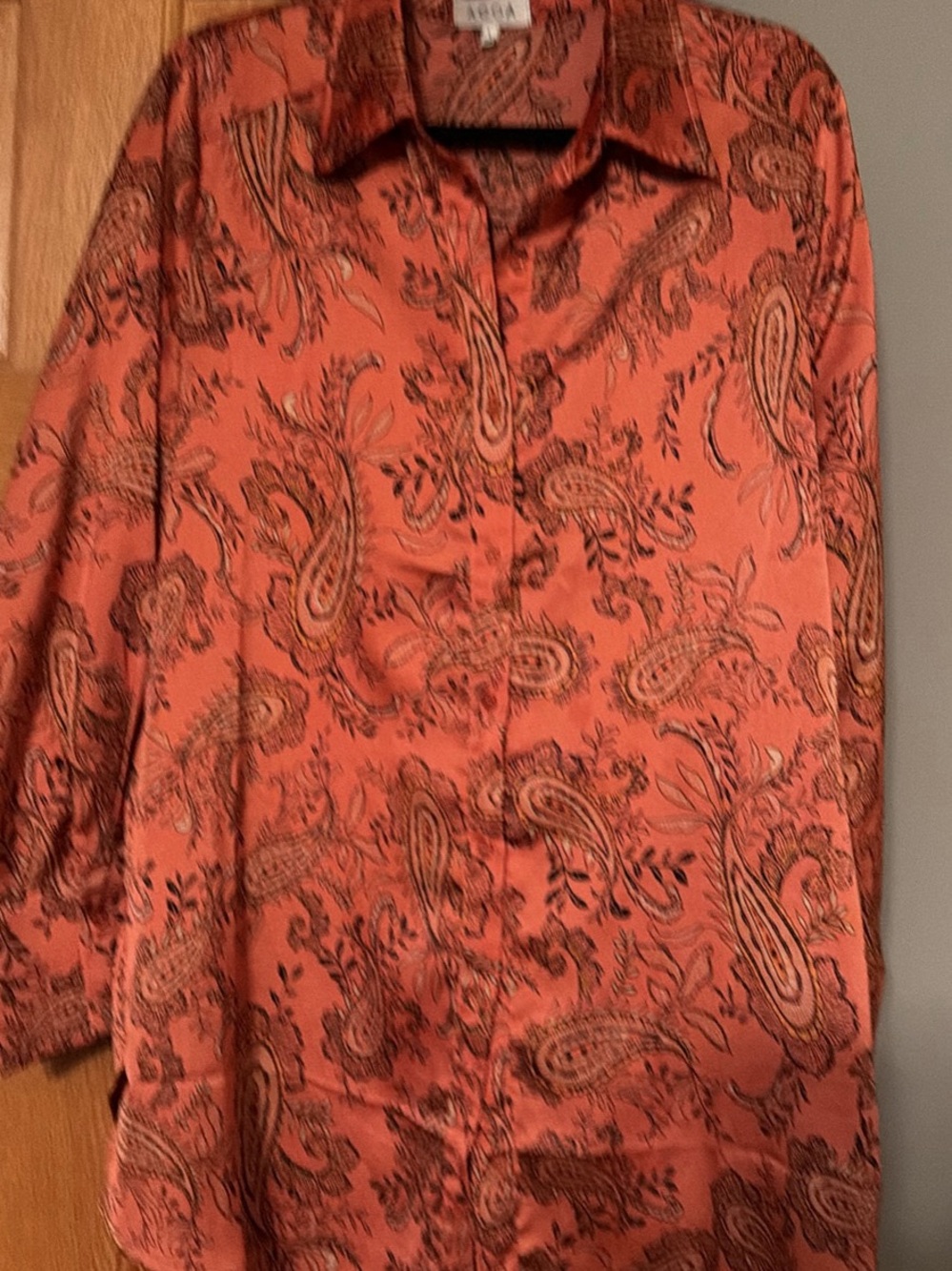 Orange Paisley Button-Down Dress